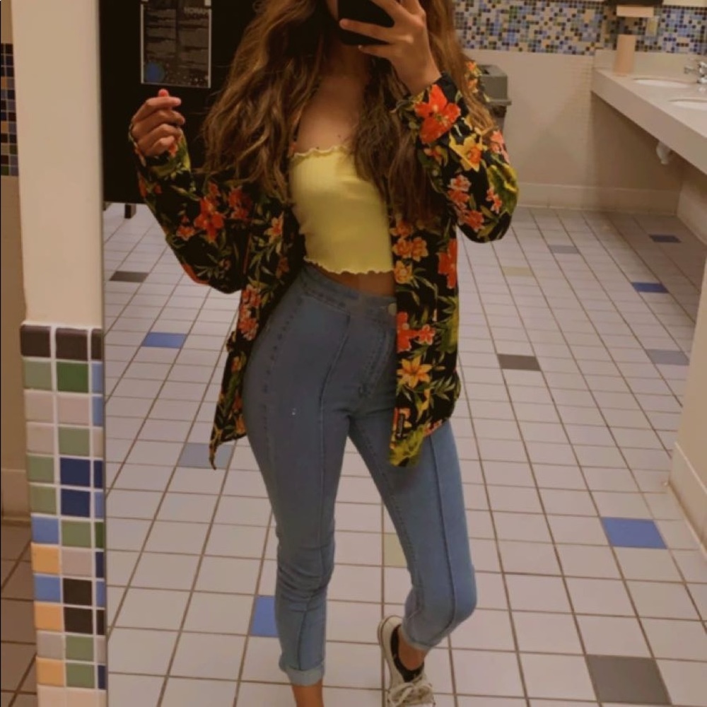 floral men’s button up long sleeve shirt